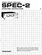 Pioneer SPEC-2 Amplifier Owners Manual