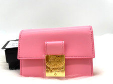 AUTH NWT 365 MCM Patricia Logo Trifold Leather Wallet-Plumeria W/Box Brand New