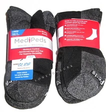 8 Pairs Medipeds MENS Cushioned Non Binding Nano Glide Diabetic Ankle Socks