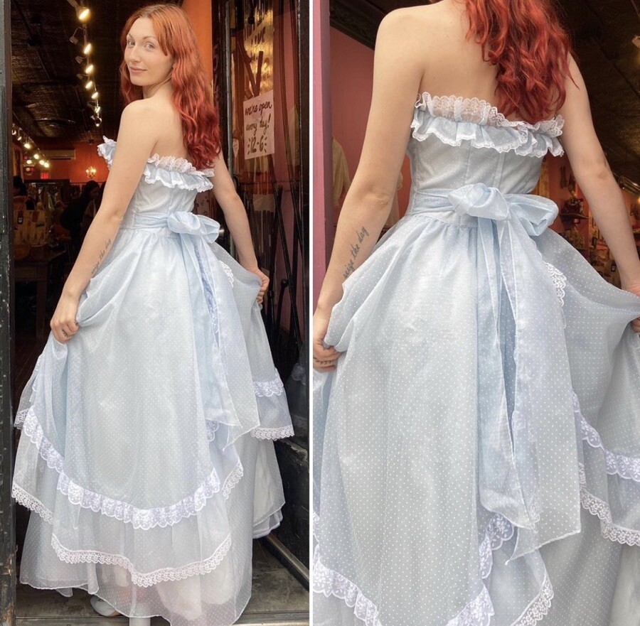 Vintage Gunne Sax Blue Dot Corset Dress Size 9 GUC eBay