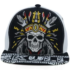 Skull New Warrior Chief TL Embroidery Snapback Native Adult Adjustable Cap Hat