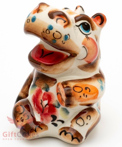 Hippopotamus Gzhel porcelain figurine hippo souvenir handmade and hand-painted - Picture 1 of 8