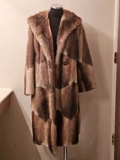Custom Muscrat Fur Coat Soft Hook + Eye Closure  Size Lg Soft Wide Collar