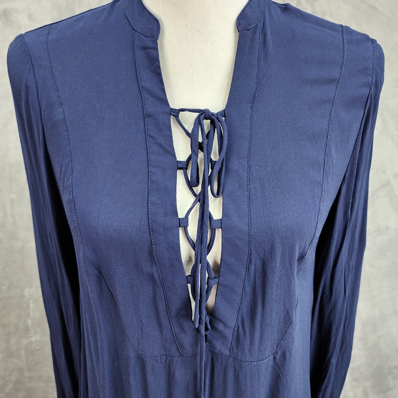 Anthropologie ELAN Shirt Dress Women’s Small Blue Chambray Lightweight Tie-Front