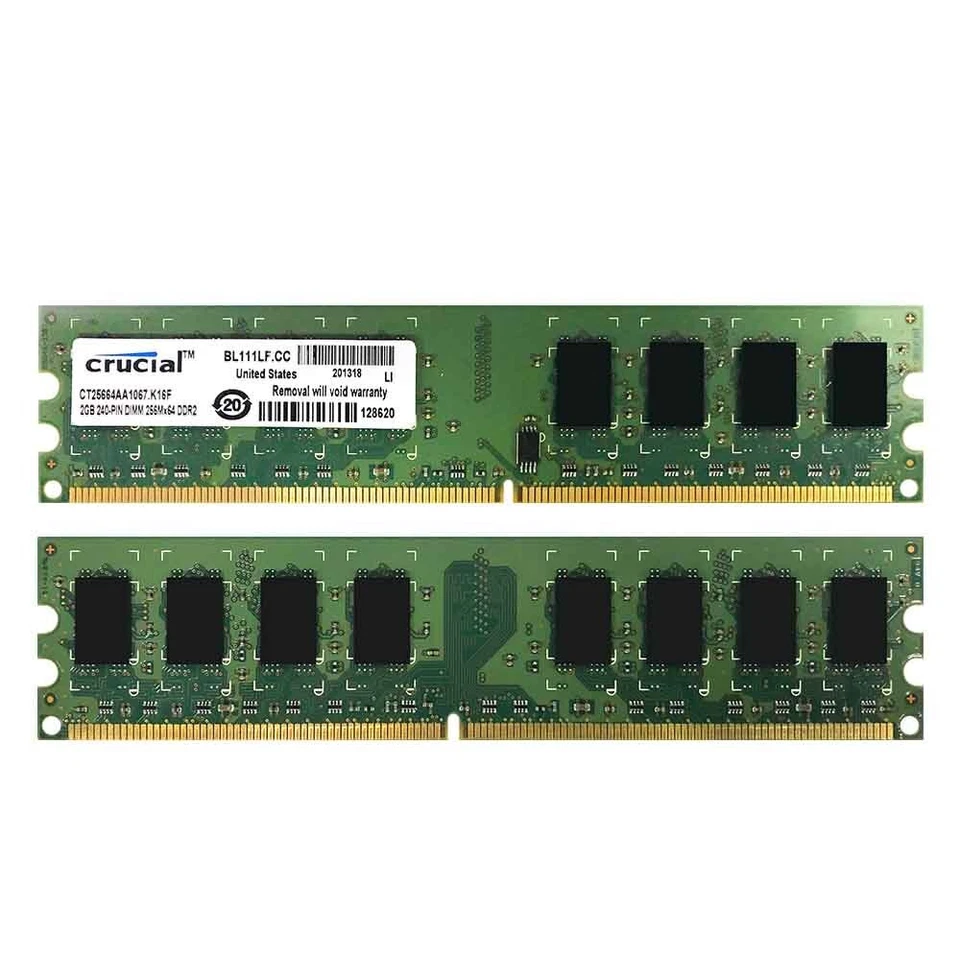8GB 4x 2GB 1066MHz DDR2 PC2-8500 240Pin OC DIMM Desktop Game Memory RAM Crucial - Image 4 of 4
