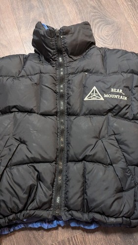 Bear Mountain Puffer Down Parka Kids Full Zip Reversible Black And Blue - Picture 3 of 5