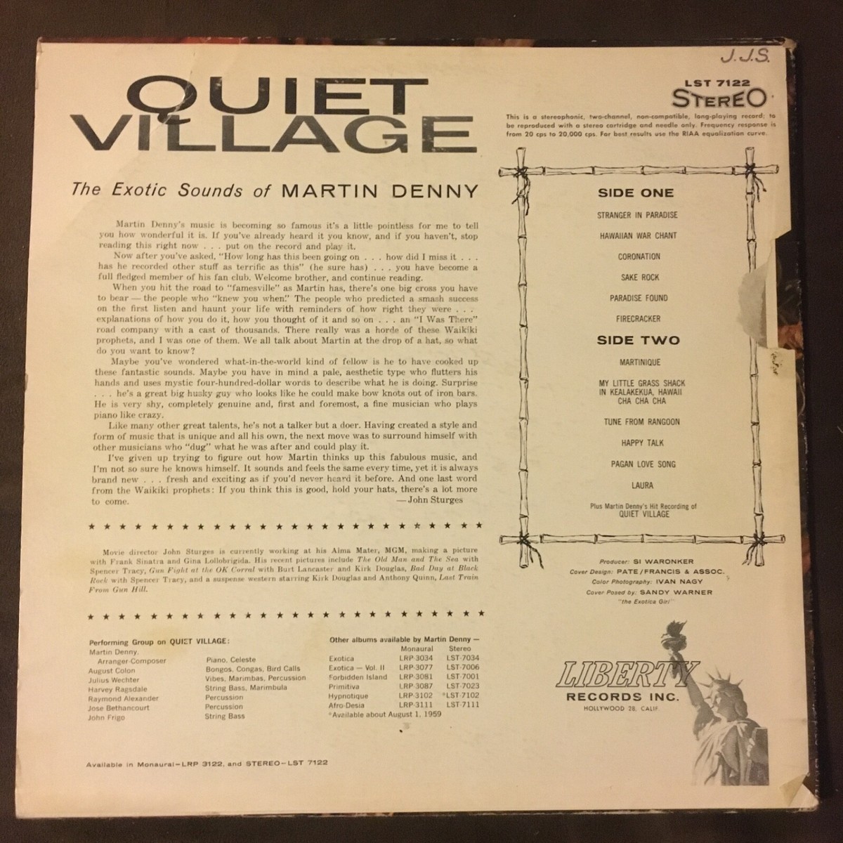 米LP Martin Denny Quiet Village LRP3122 LIBERTY /00260 s-l400.jpg
