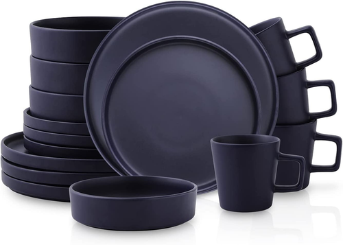 Stone Lain Cleo Modern Stoneware 16-Piece Dinnerware Set, Plates and Bowls Set, - Picture 8 of 12