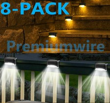 8 Solar Deck Lights Outdoor Waterproof LED Steps Lamps for Stairs Fence