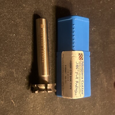 Niagara 3/16 (.185) Full Radius HSS Concave 8FL Milling Cutter 1  Dia 1/2'' Shank