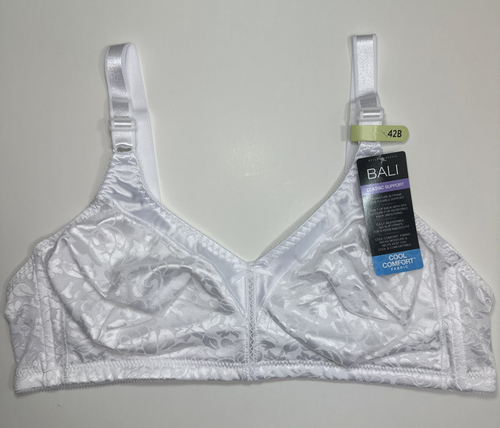 Bali Women's Double Support Spa Closure Wirefree Bra DF3372 White 42B NEW