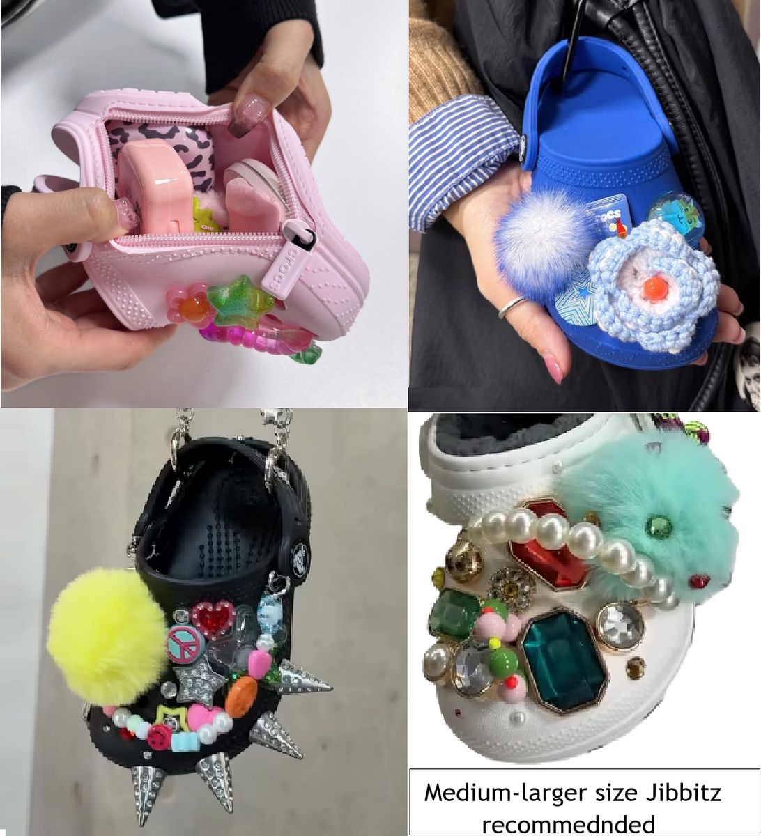 crocs バッグ　韓国　専用出品 Crocs Classic Clog POUCH Bag Charm with CARABINER NEW Pink Black