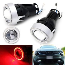 3 Projector Fog Light Lamps W Super Red 40-led Halo Angel Eyes Rings For Car