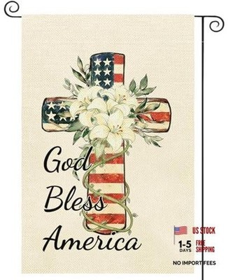 4th of July Garden Flag, God Bless America Memorial Day Outdoor Decoration,