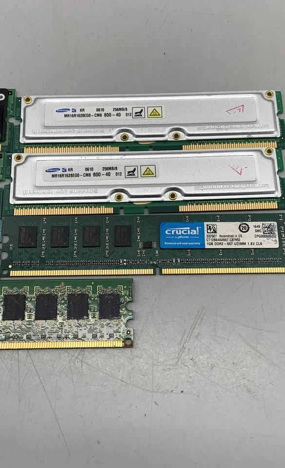 Samsung Elpida Hynix Crucial Memoria Mixta Computadora RAM DDR2 DDR3 RDRAM Lote de 7 Foto 3 de 3