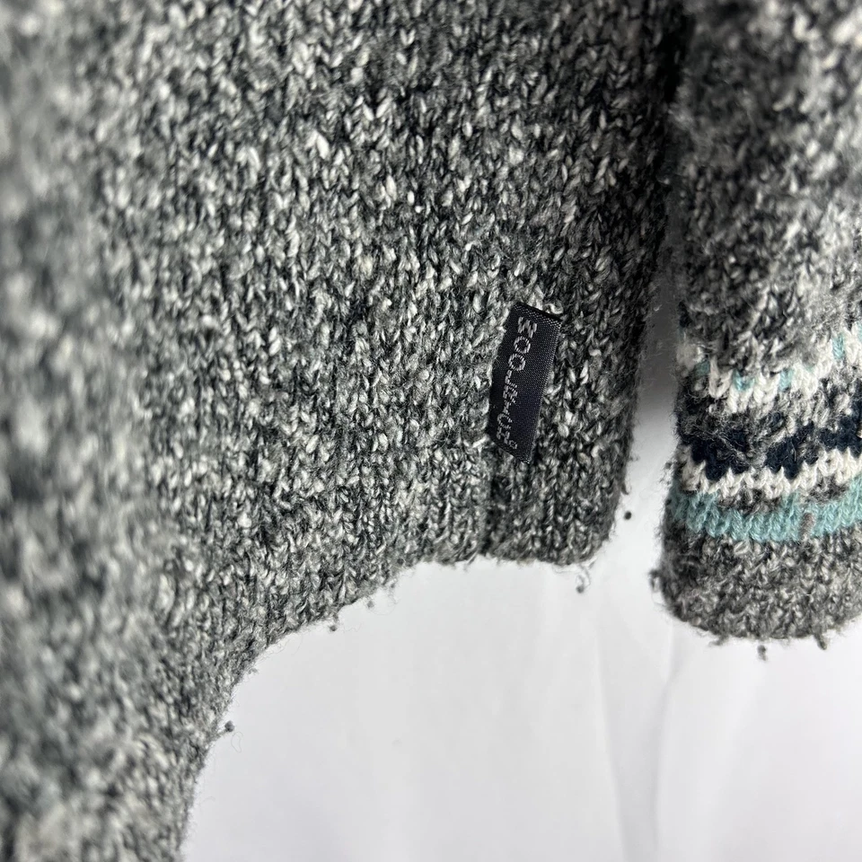 Suéter Woolrich Mujer XL Gris Brezo Cremallera Completa Cárdigan Oveja Fair Isle Nórdico Foto 4 de 4