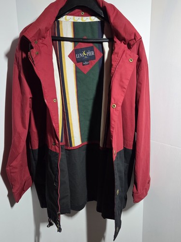 Vintage 90er Luna Pier Jacke rot & schwarz Farbblock bestickt mit dem... - Bild 4 von 7