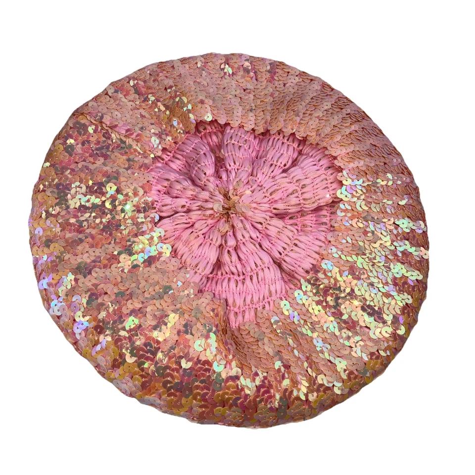 Boina de lentejuelas completa rosa iridiscente años 70 discoteca patinaje sobre ruedas vintage años 70 Foto 4 de 4