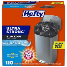 Hefty Ultra Strong 13 GAL Black Tall Kitchen Drawstring Trash Bags 110 CT