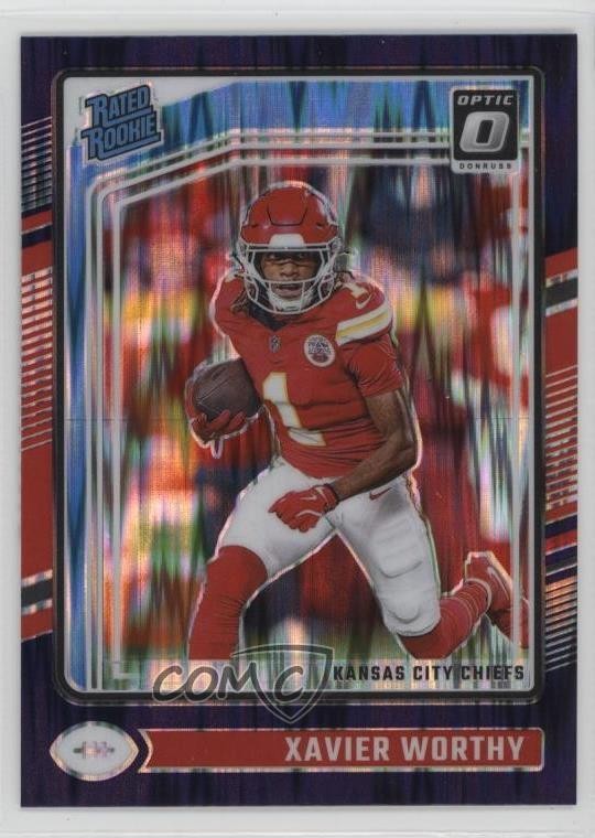 2024 Panini Donruss Optic Rated Rookie Purple Shock Prizm Xavier Worthy #300 2s2