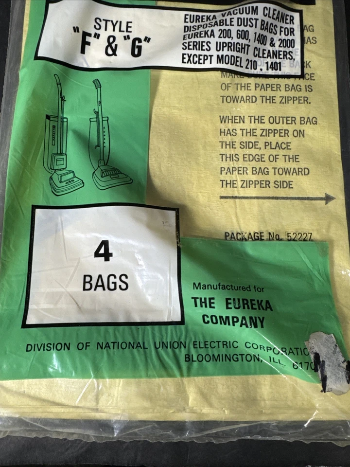 Genuine New/Sealed Eureka F & G Vacuum Cleaner Bags 4 Bags #52227new Sealed - Image 3 of 4