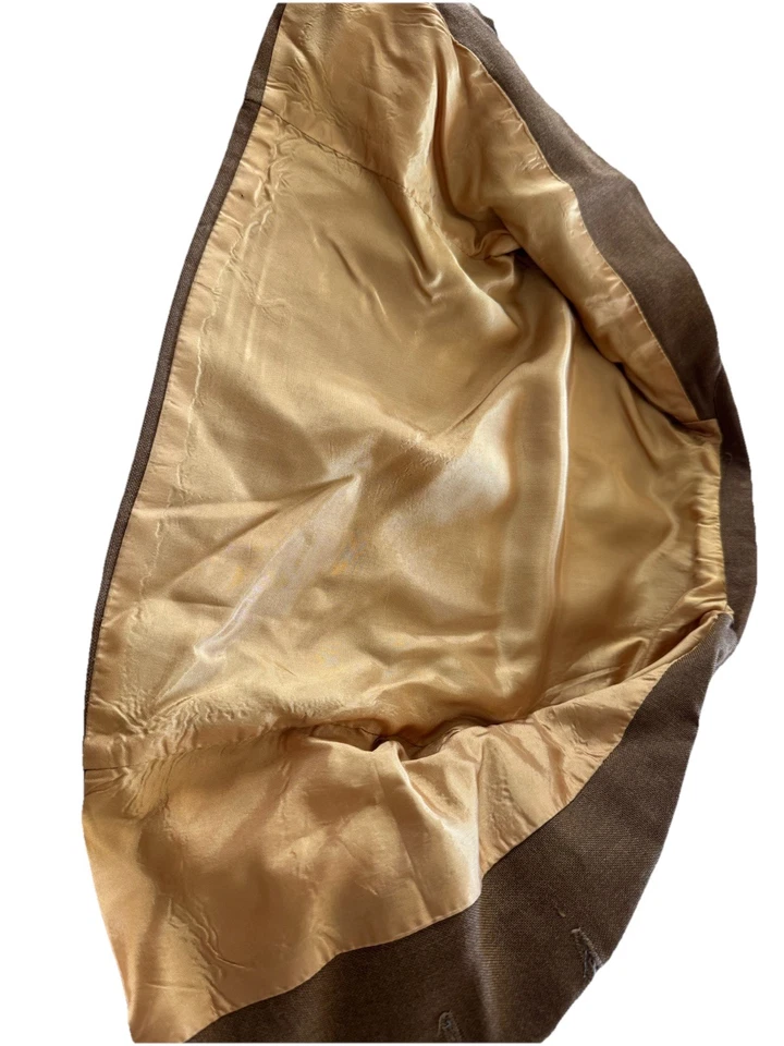 Blazer, traje, 2 pantalones, chaleco, lino marrón chocolate de colección para niños años 60’s/70’s, dorado, satinado Foto 3 de 4