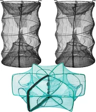 Woanger 3 Pcs Minnow Trap, Include 2 Fishing Bait Trap 1 Cylindrical Hexagon Cra