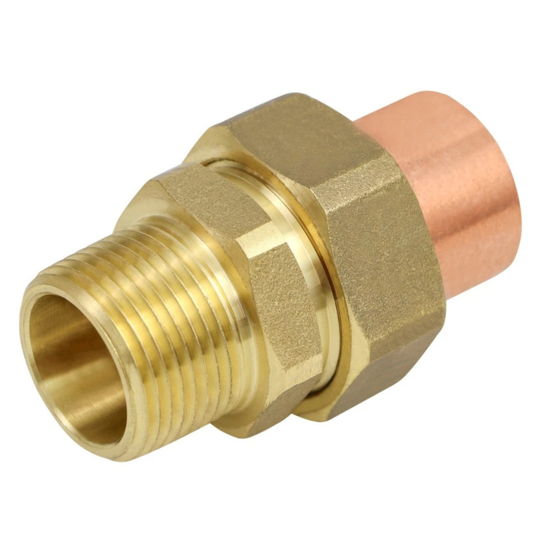 Lead Free Cast Brass Copper Union Fitting w/ Sweat to Male Thread CxM