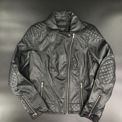 Celebrity Pink Jacket Women s Black Faux Leather Lined Full Zip Size  M