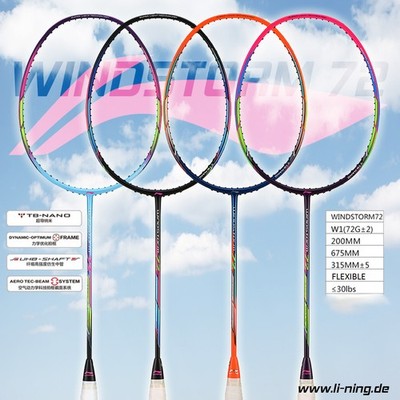 Li-Ning ultraleicht Badmintonschläger WindStorm 72 Farbauswahl unbespannt NEU