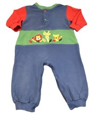 Vtg 90  s OshKosh B'gosh Colorblock Zoo Animals Embroidered Romper 18M Back Print