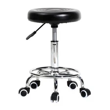 Round Bar Stool PU Leather Height Adjustable Swivel Pub Chair Salon Spa Stool US