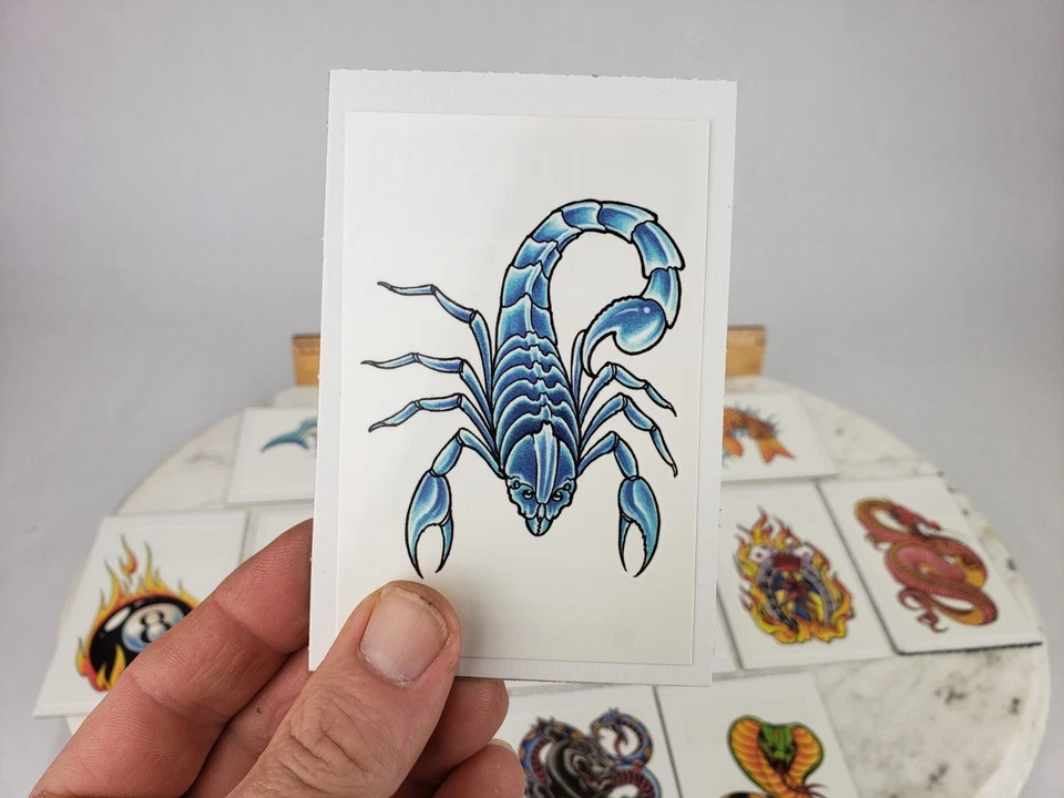 Juego de 12 pegatinas clásicas de tatuajes temporales para máquina expendedora vintage - Spider 8 bolas Foto 2 de 4