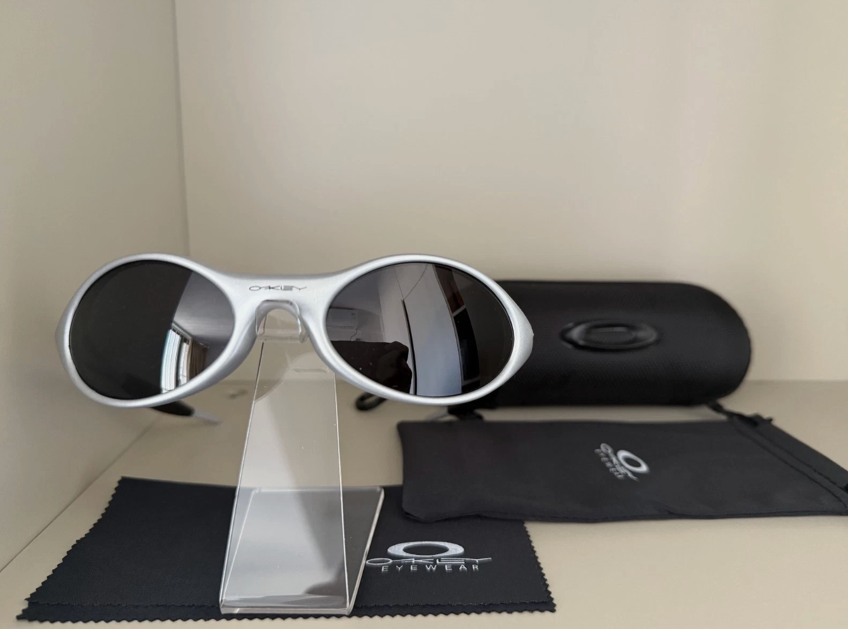 Oakley eye jacket silver glasses silver vintage y2k | eBay