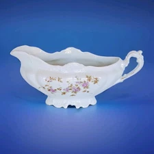 VTG Habsburg 9222 Austria Pink/Purple Floral Gravy Boat or Sauce Bowl, 9" EUC!