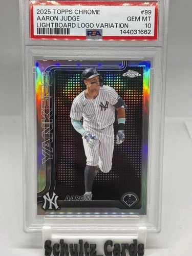 2025 Topps Chrome #99 Aaron Judge Lightboard Logo Refractor PSA 10 RARE LOW POP