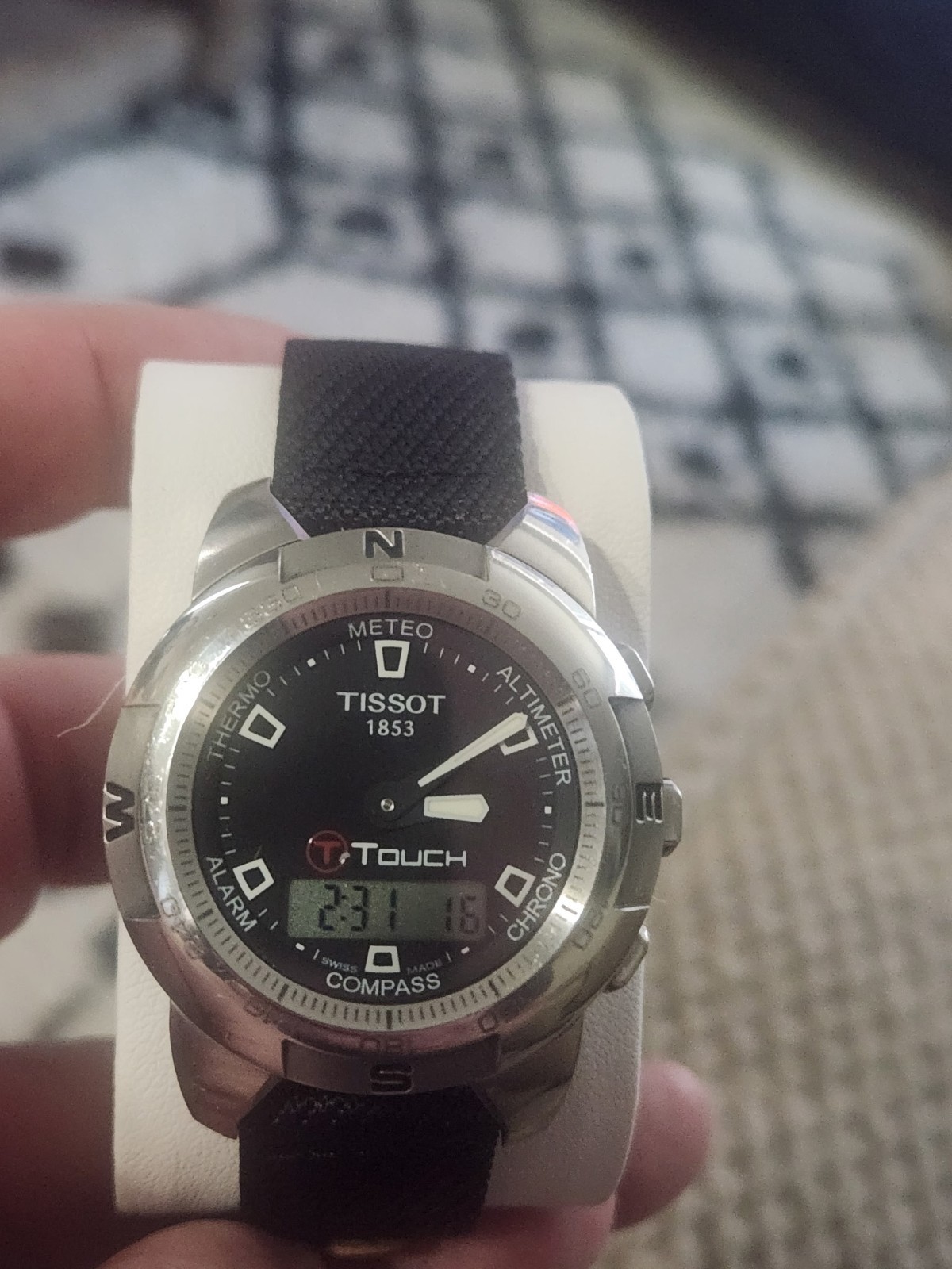 Tissot T-Touch Watch Men Silver Tone Black Dial Swiss Made