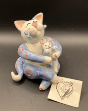 Vintage Whimsiclay Momma Cat w Kitten by Amy Lacombe 2001