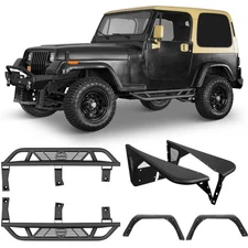 Steel Fender Flares Running Boards Nerf Step Bars For 1987-1995 Jeep Wrangler YJ