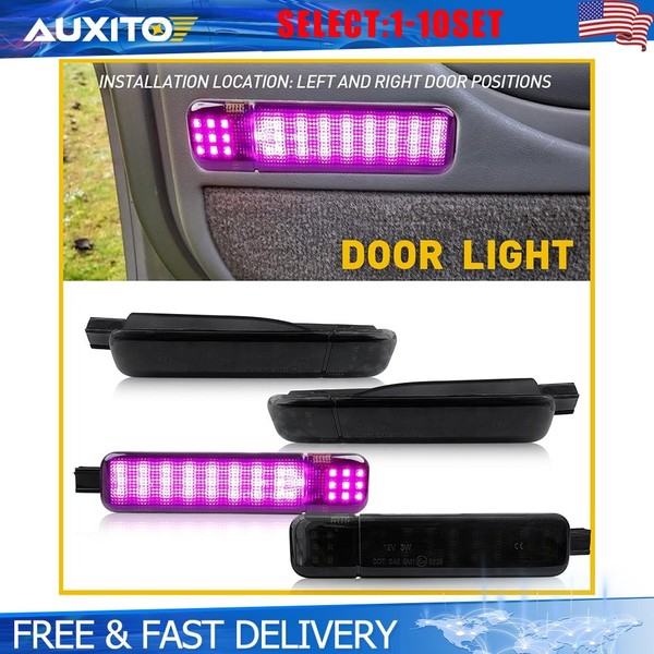 Purple LED Door Panel Courtesy Lamps Smoked For Cadillac Escalade 1999 4-40X