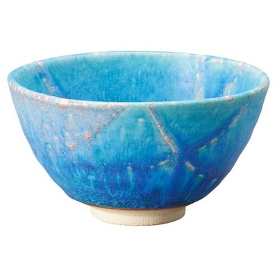 Marui Seito Shigaraki Ware Hechimon Rice Bowl Diameter  12cm Dew Grass Blue