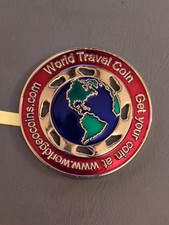 UNACTIVATED-Geocoin -World Travel Coin-Red
