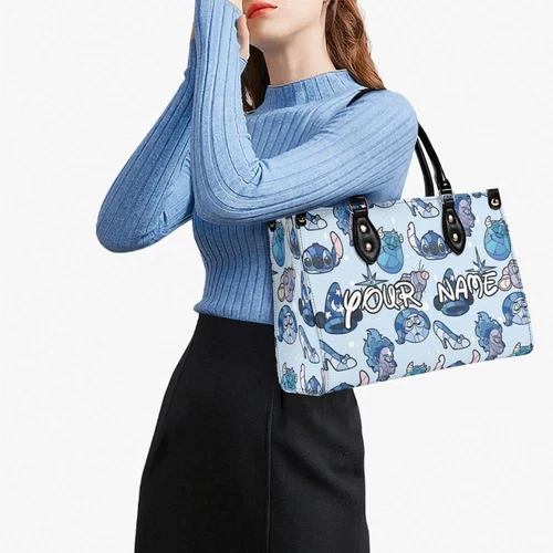 Personalized Blue Character Disney Leather Handbag, Disney  Handbag