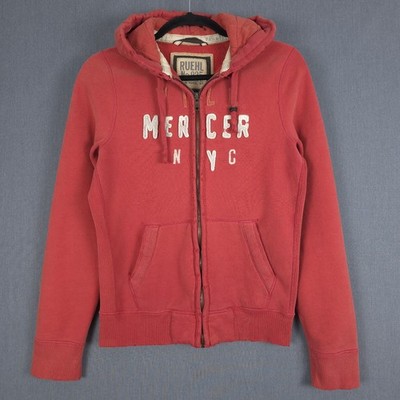 Ruehl No.925 Hoodie Men XL Red Full Zip Heavyweight Distressed Jacket Mercer NYC