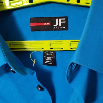 j ferrar dress shirts NWT J. FERRAR SLIM FIT LONG SLEEVE DRESS SHIRT, Black Windowpane, Multiple Sizes