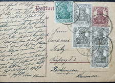 DR 1920 Postkarte Ganzsache P116 Germania ZuF * K1 Bad Boll - G&ouml;ttingen gelaufen