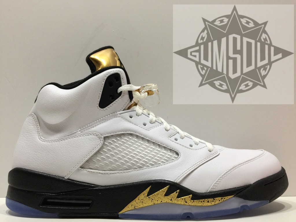 NIKE AIR JORDAN 5 RETRO OLYMPIC GOLD BLACK WHITE 136027 133 sz 17 NIKE AIR JORDAN 5 RETRO OLYMPIC GOLD BLACK WHITE 136027 133 sz 17