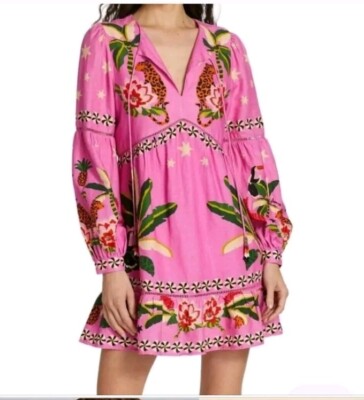 knee length dresses for ladies Pink Leopard Forest Midi Dress  FARM Rio