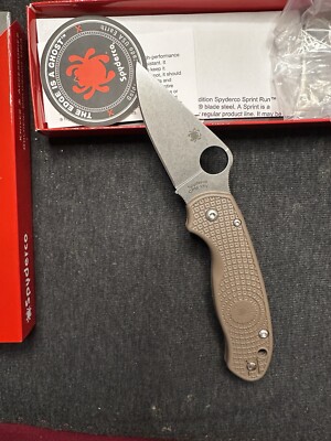 Spyderco Para 3 Sprint Run Knife C223PBN15V Plain Edge CPM-15V Blade Brown FRN