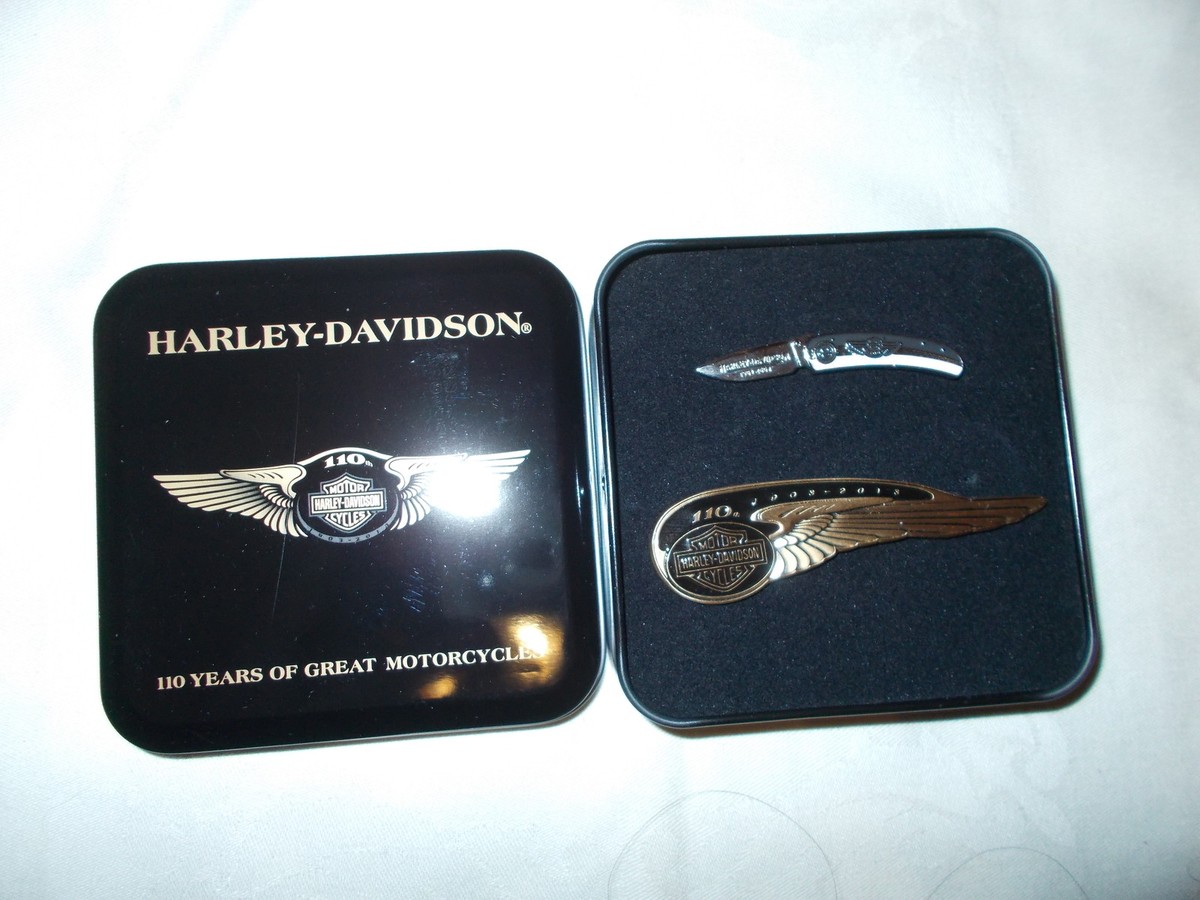 Harley Davidson 14Kエナメルピアス 専用ケース付き Harley-Davidson® Men's Ring, Bar & Shield Logo Double Steel